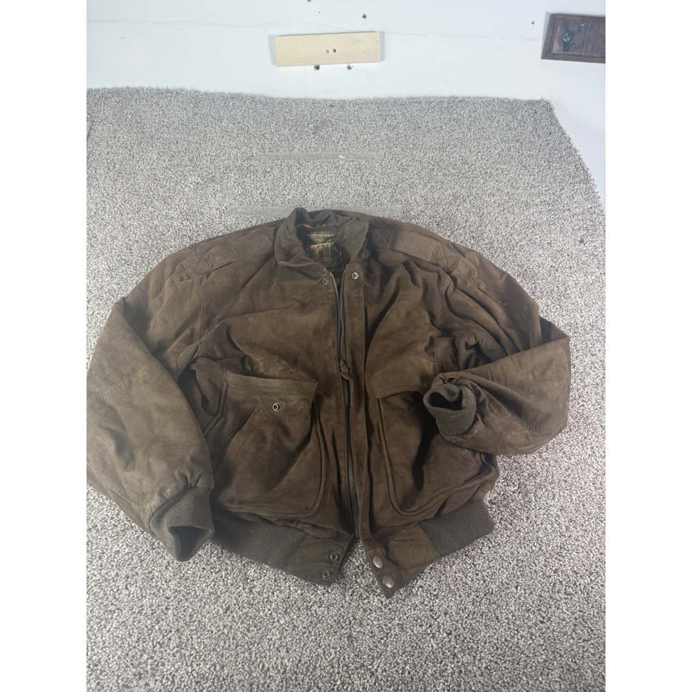 Structure Outerwear Mens Brown Suede Leather Bomber Jacket Vintage Medium M